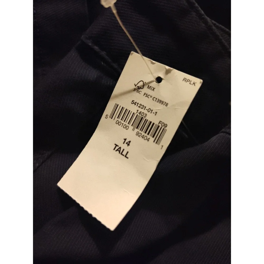 New Gap Size 14 Tall Pants Cropped Wide Leg High Rise Stride Navy‎ Chinos Preppy - Picture 7 of 9